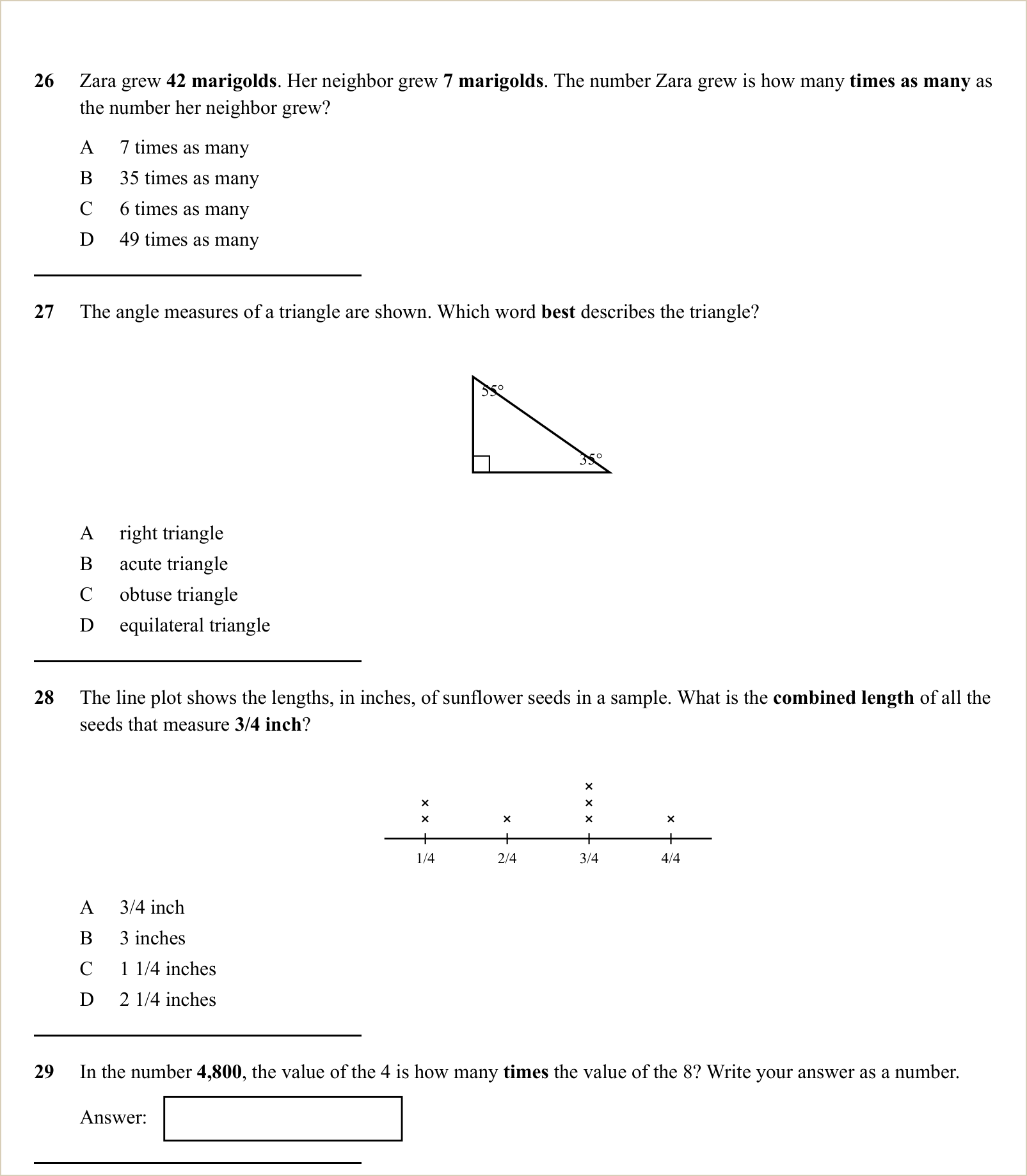 A full question page from a later practice test