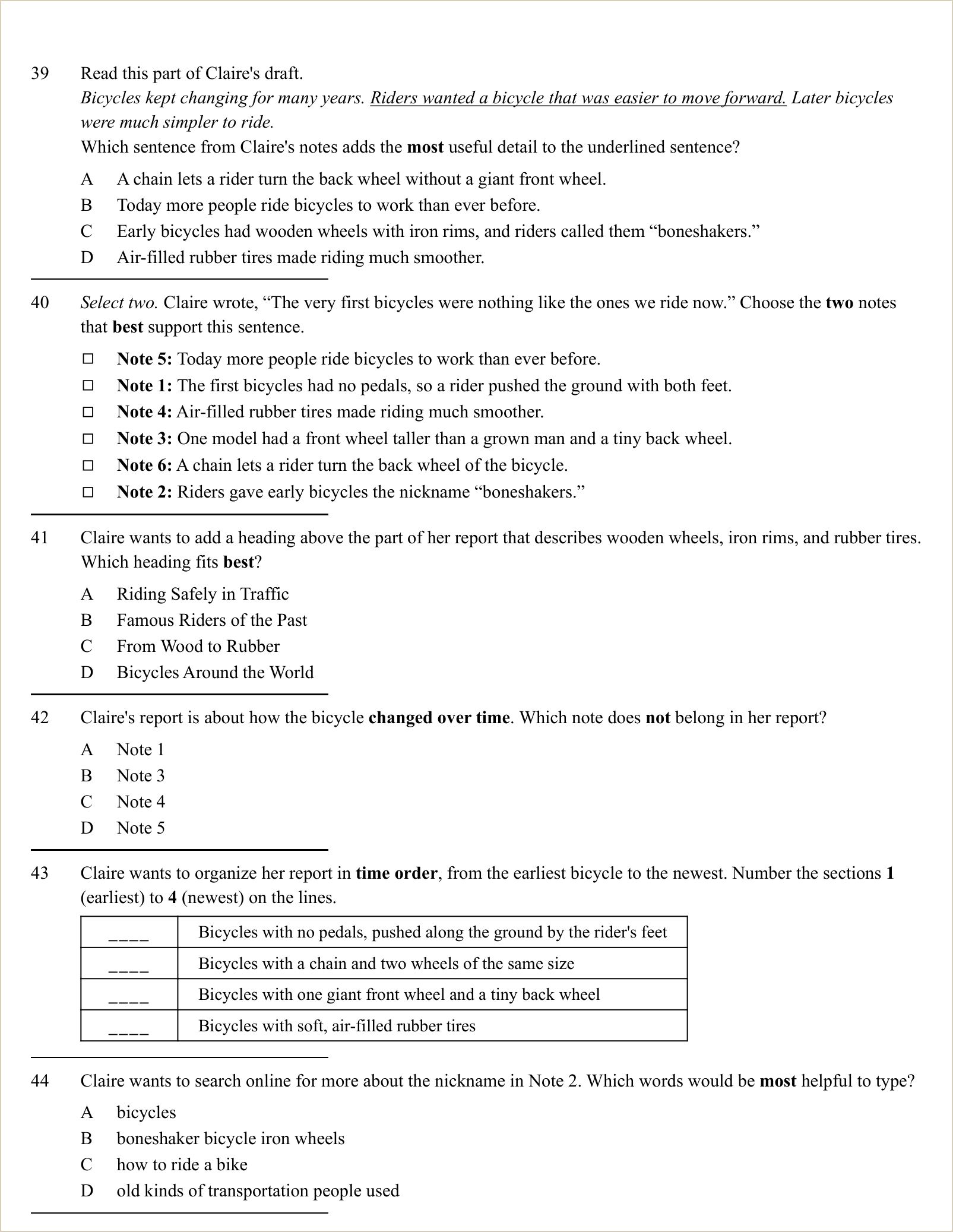A full question page from Practice Test 1