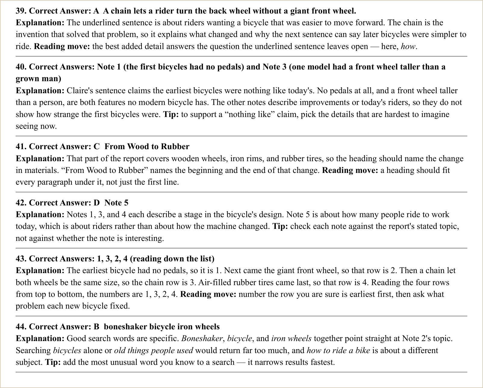 The explanations for those questions