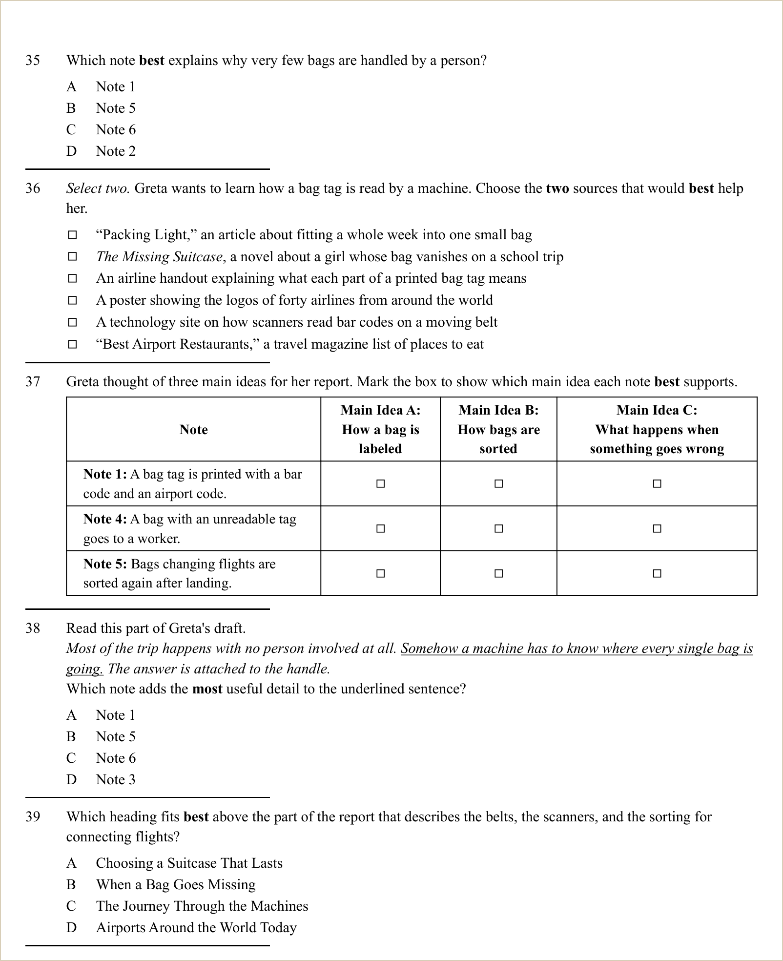 A full question page from a later practice test