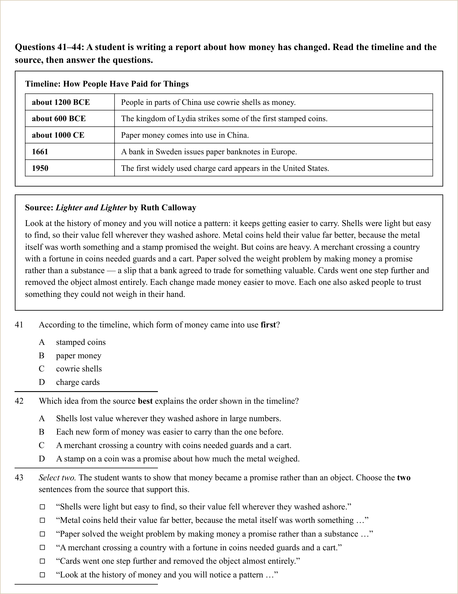 A full question page from Practice Test 1