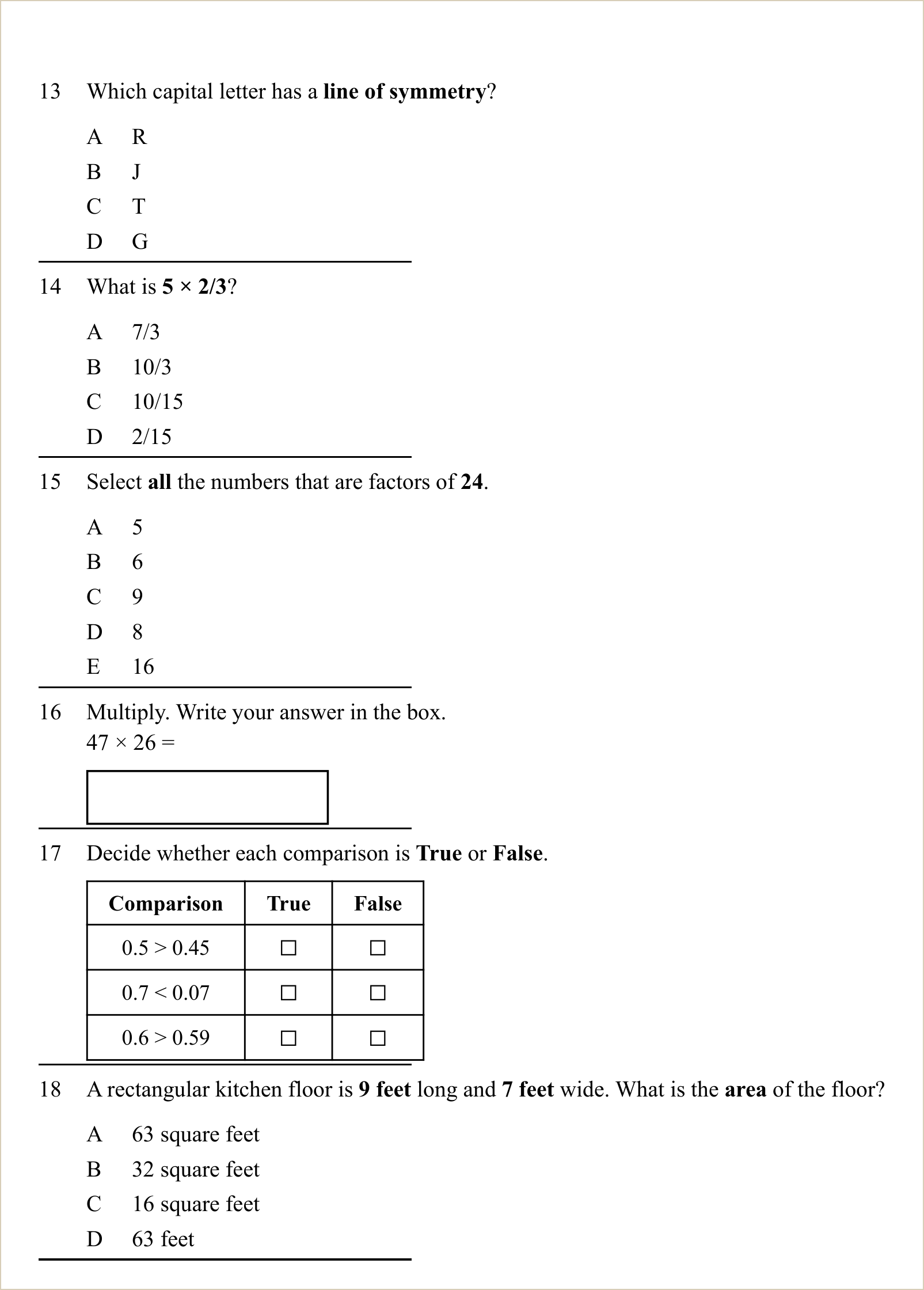 A full question page from Practice Test 1