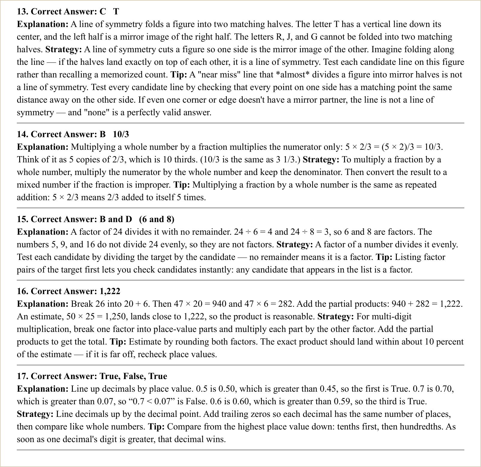 The explanations for those questions