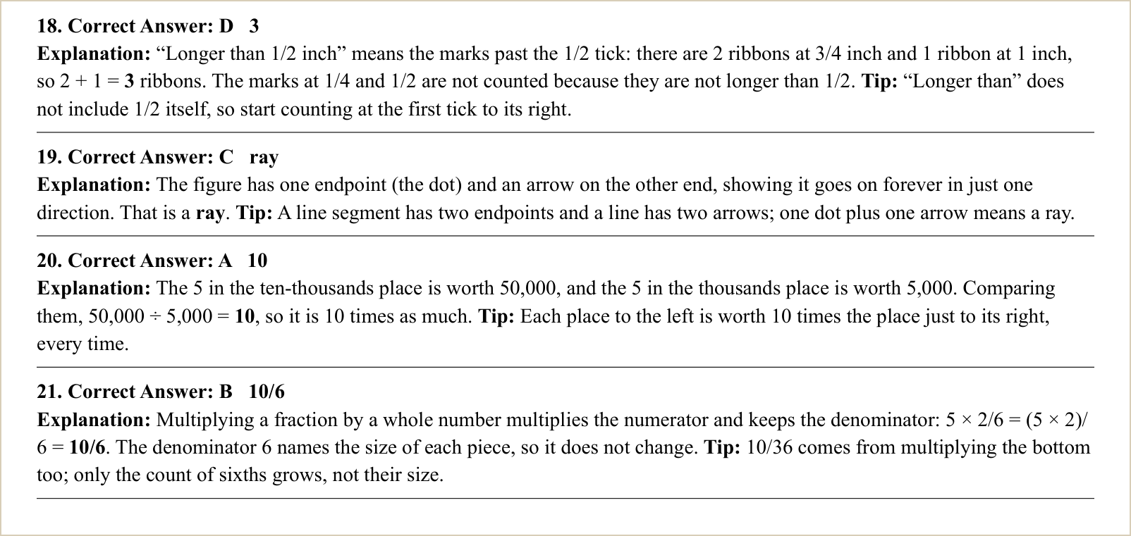 The explanations for those questions