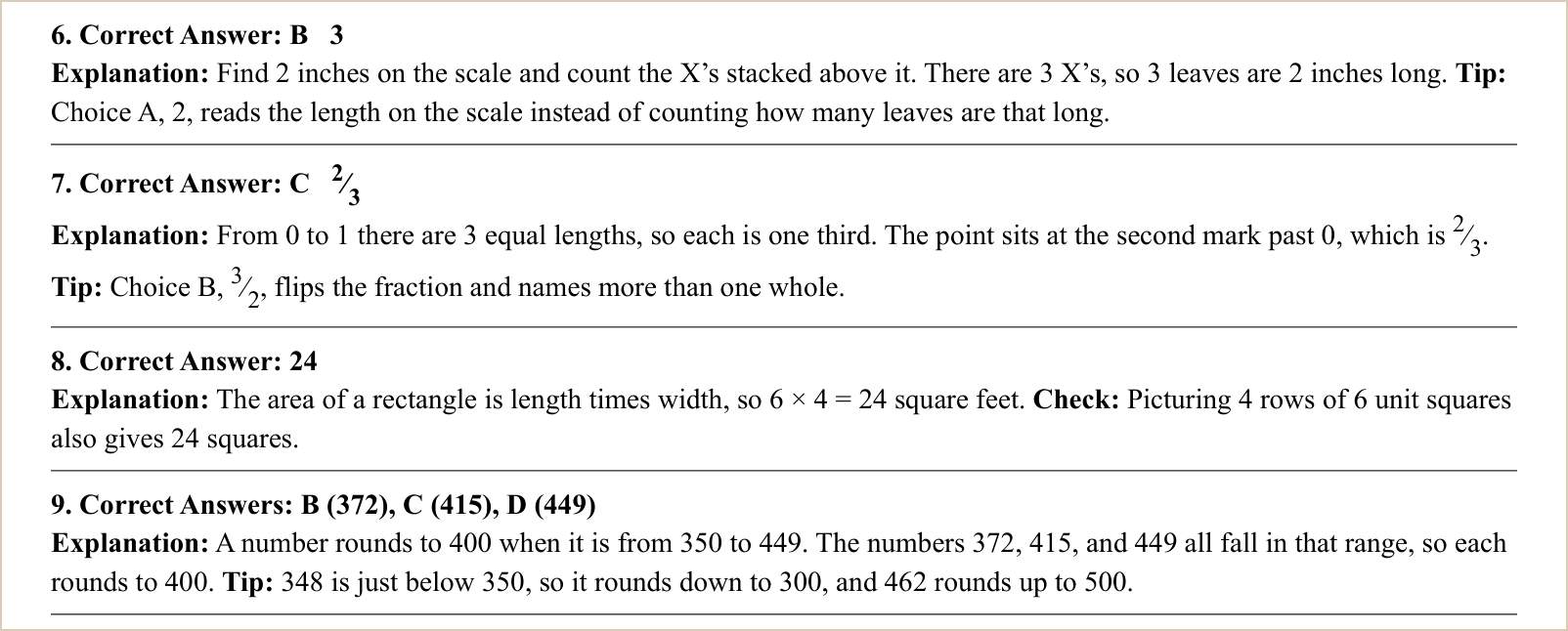 The explanations for those questions