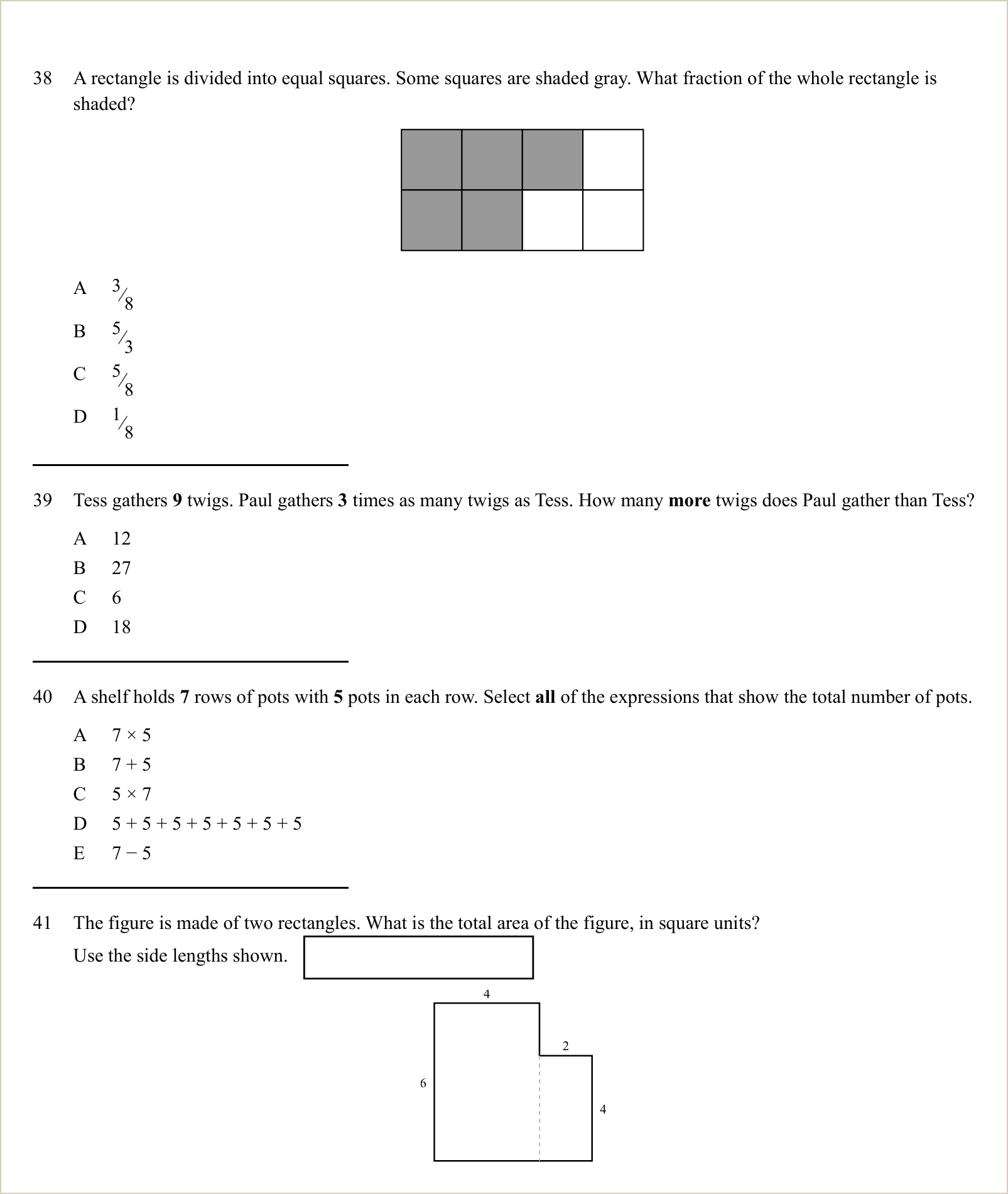 A full question page from a later practice test