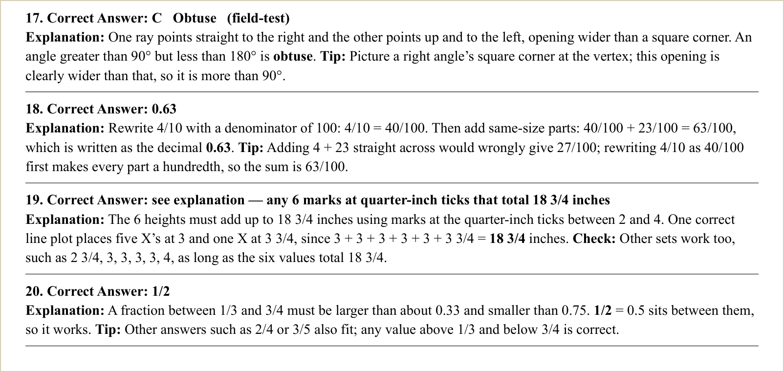The explanations for those questions