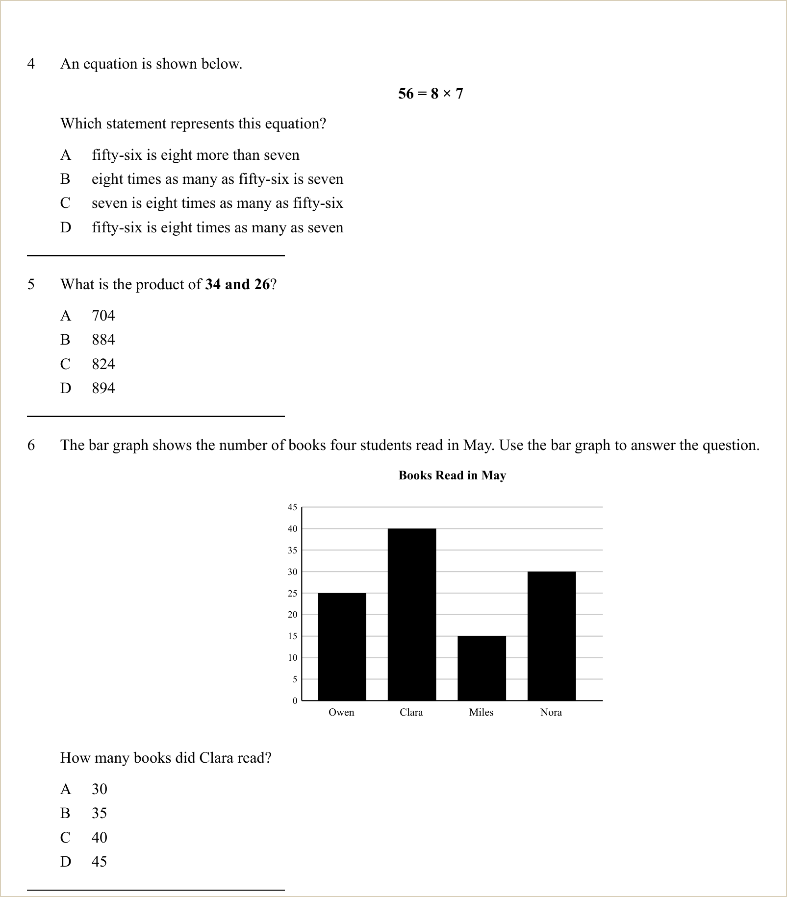 A full question page from Practice Test 1
