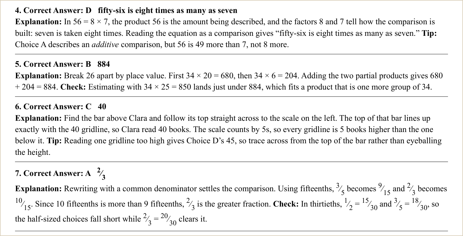 The explanations for those questions