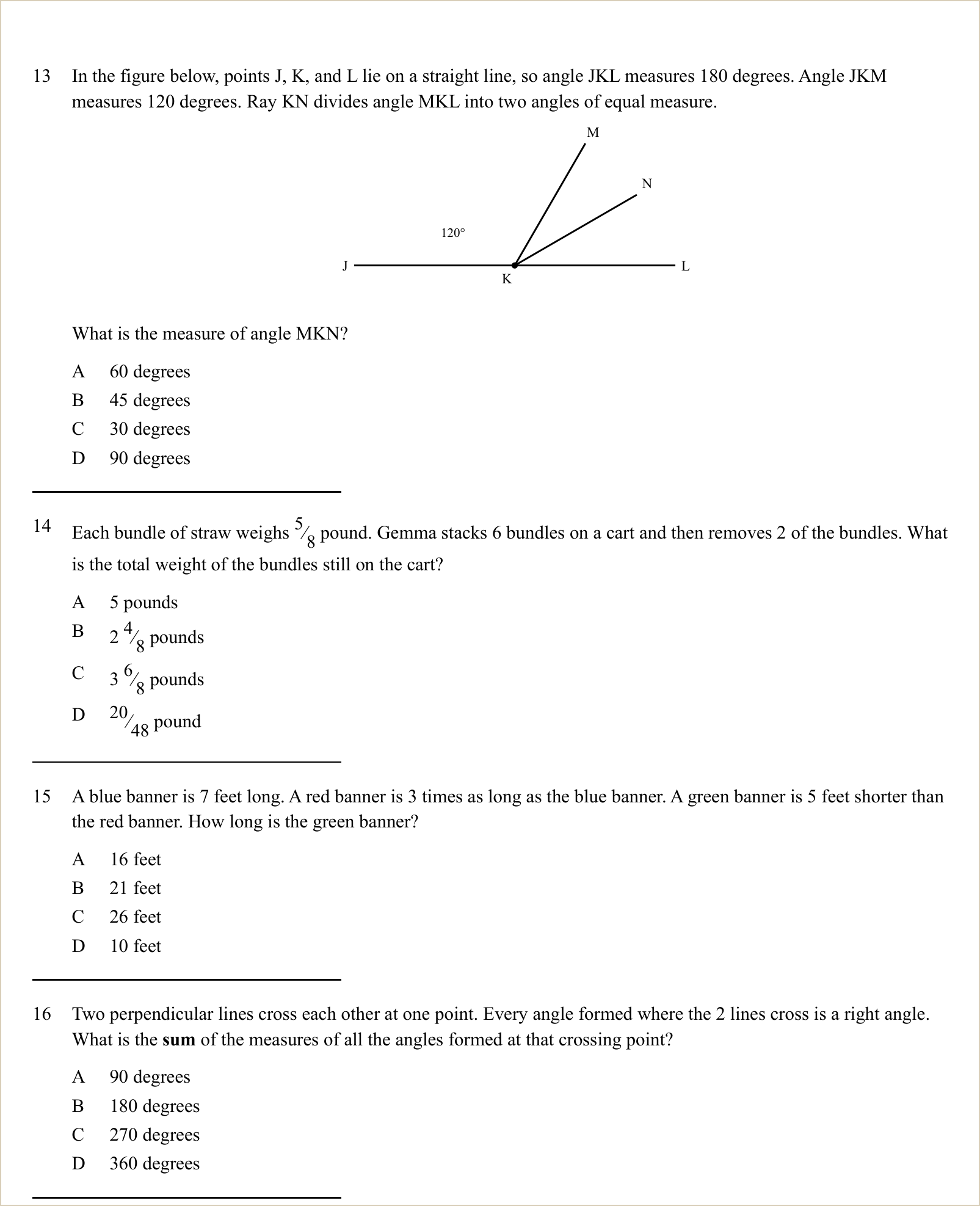 A full question page from a later practice test
