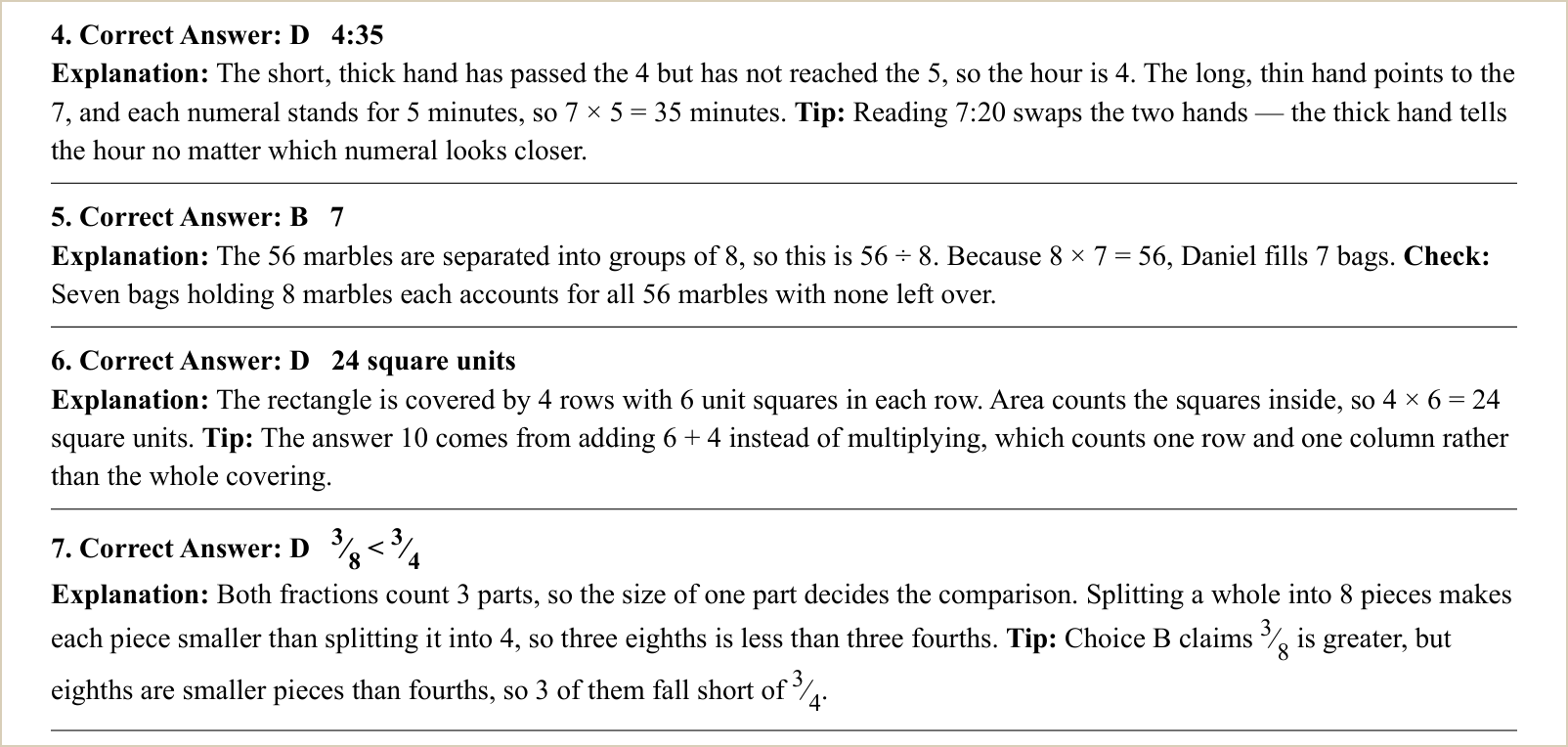 The explanations for those questions