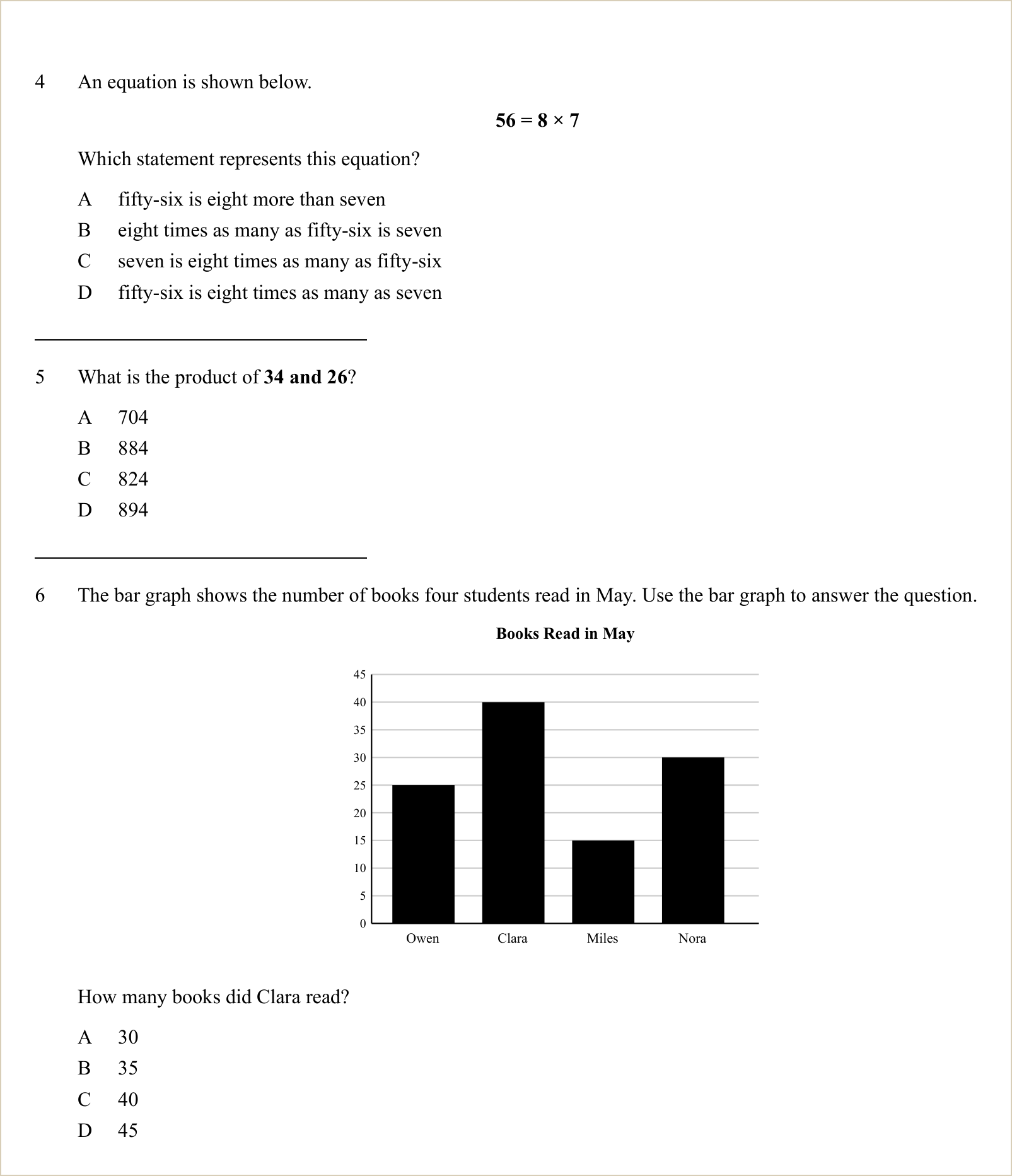 A full question page from Practice Test 1