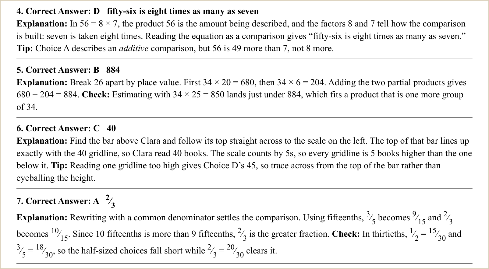 The explanations for those questions