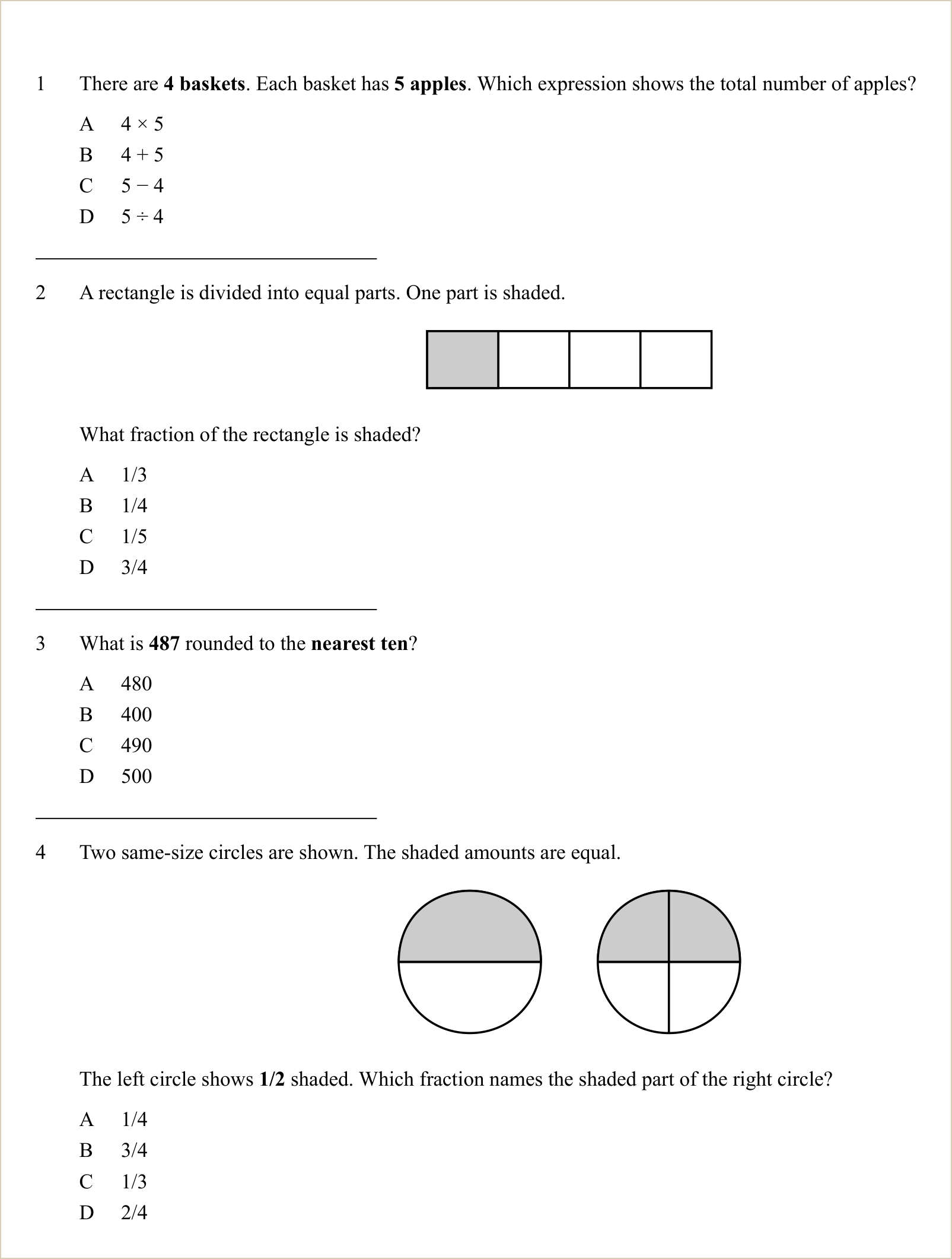 A full question page from Practice Test 1