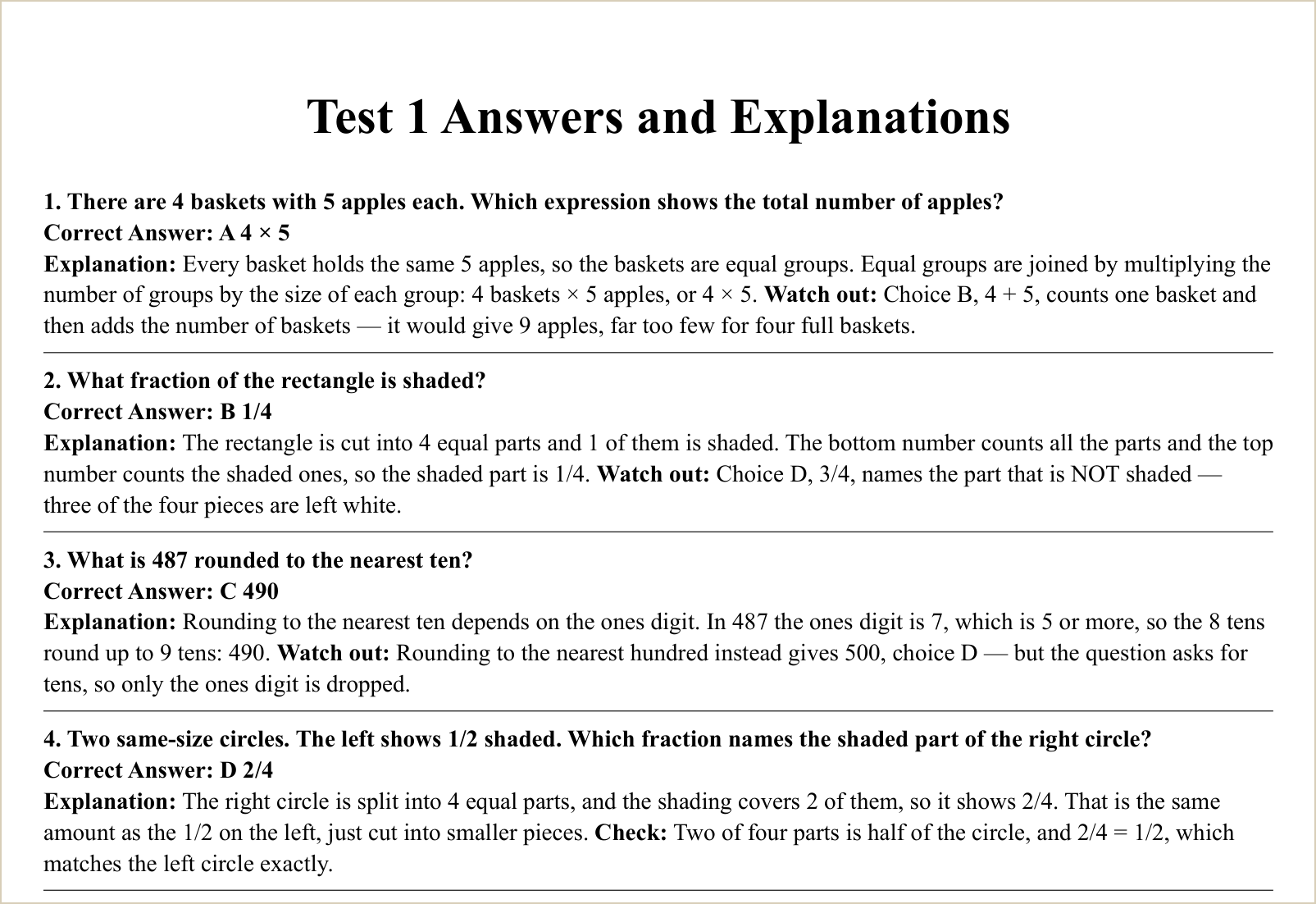 The explanations for those questions