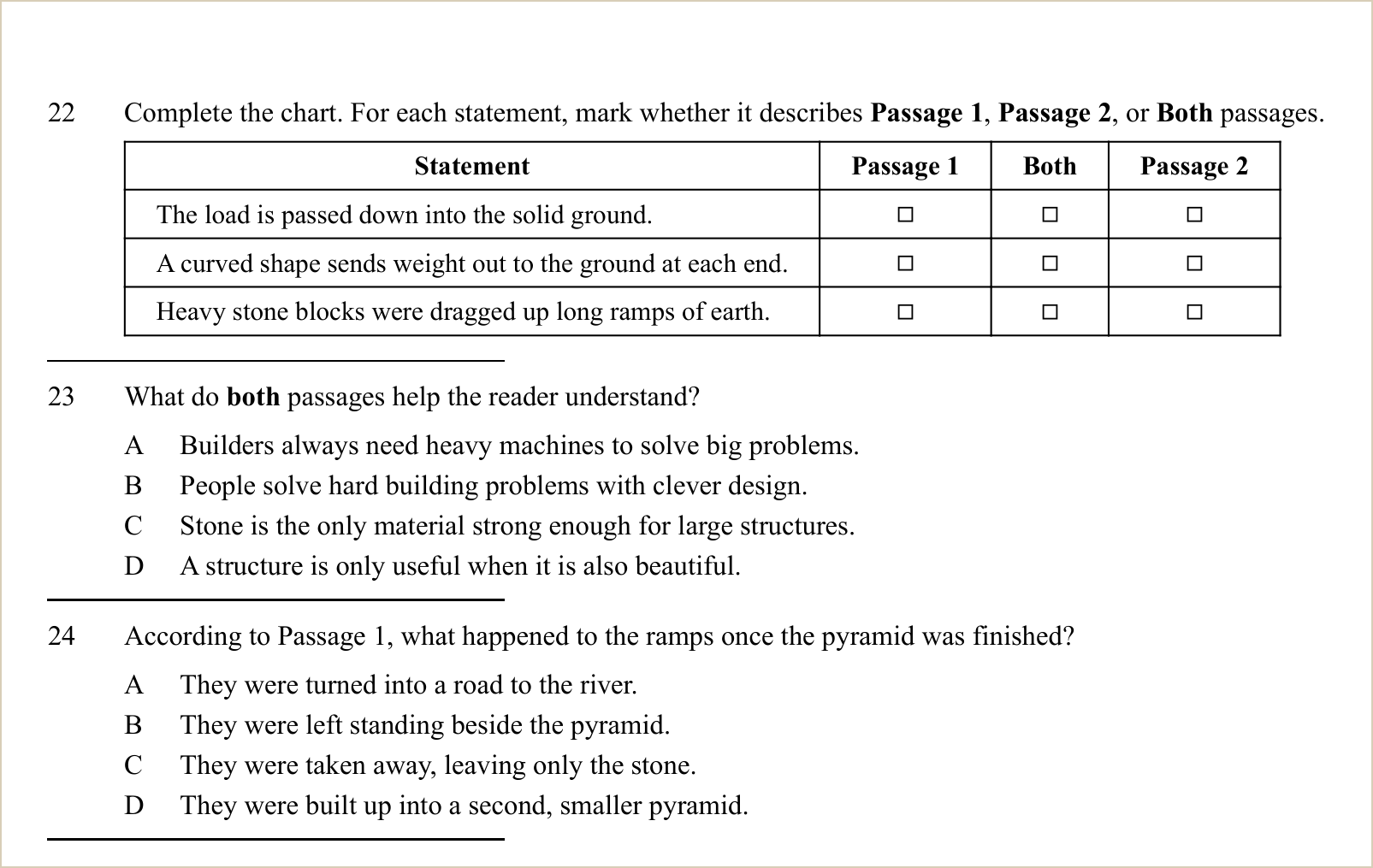 A full question page from a later practice test