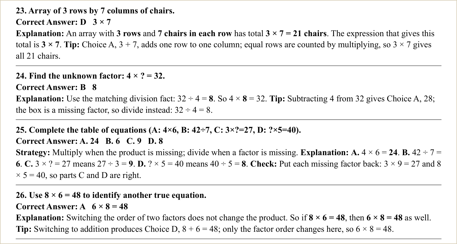 The explanations for those questions