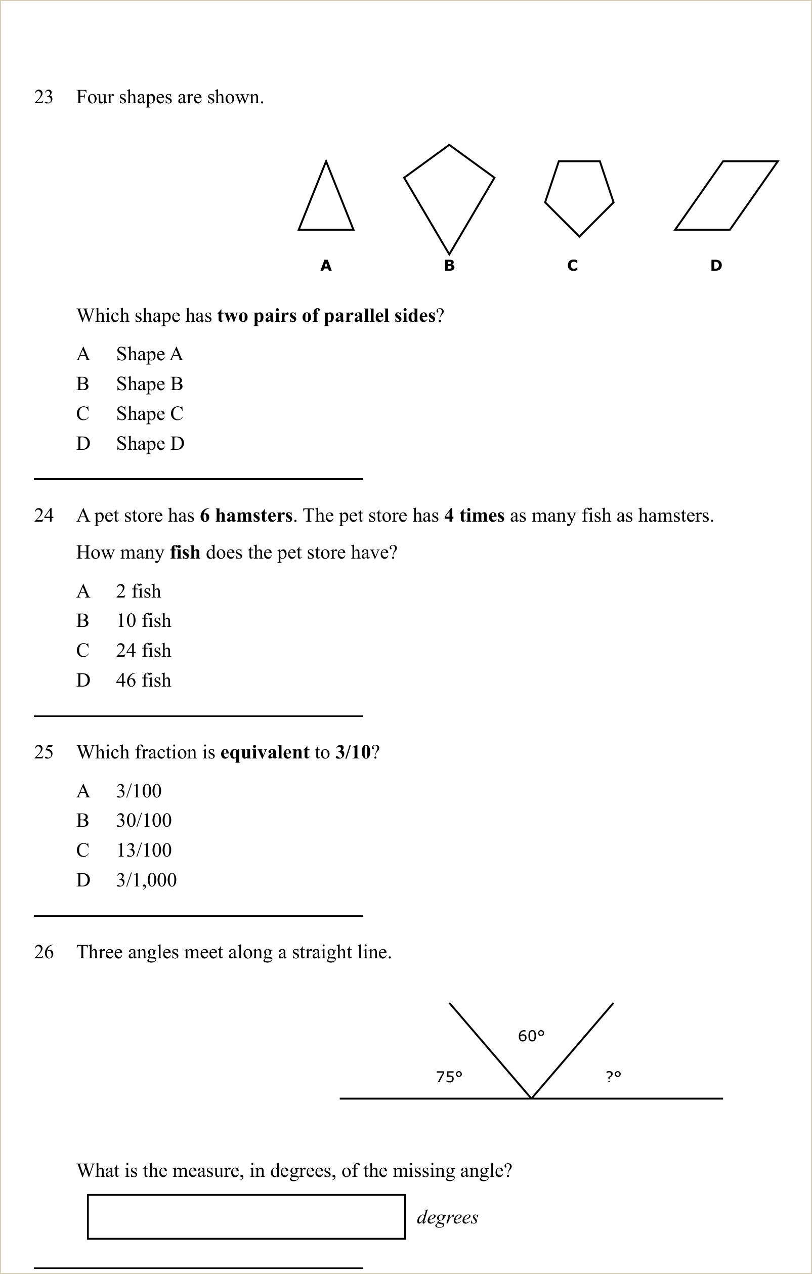 A full question page from Practice Test 1