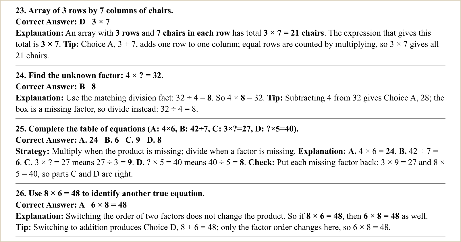 The explanations for those questions