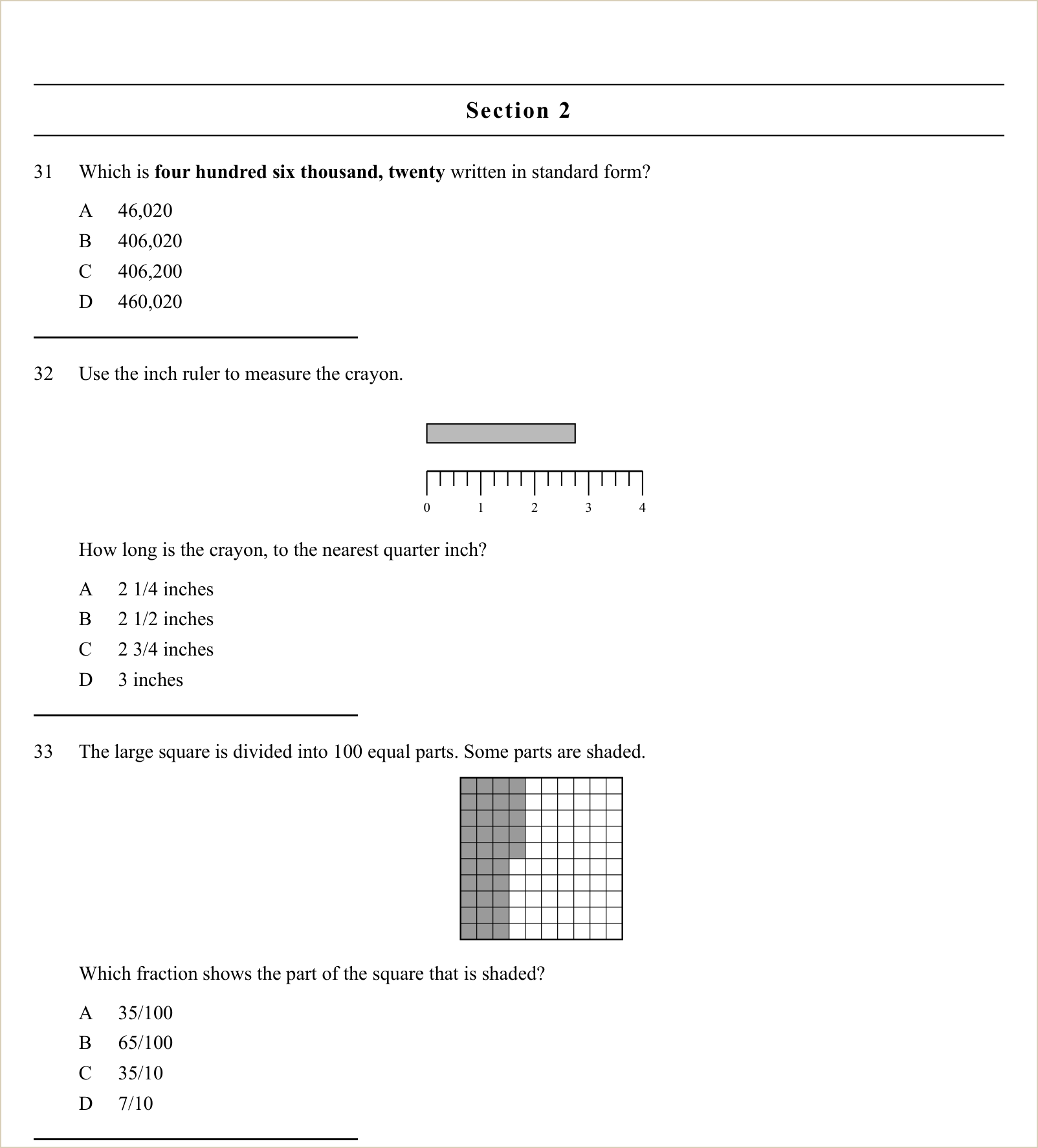 A full question page from Practice Test 1