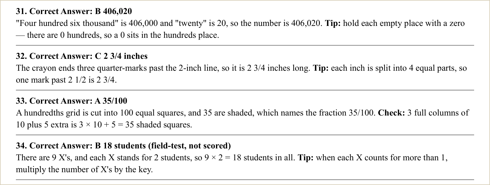 The explanations for those questions