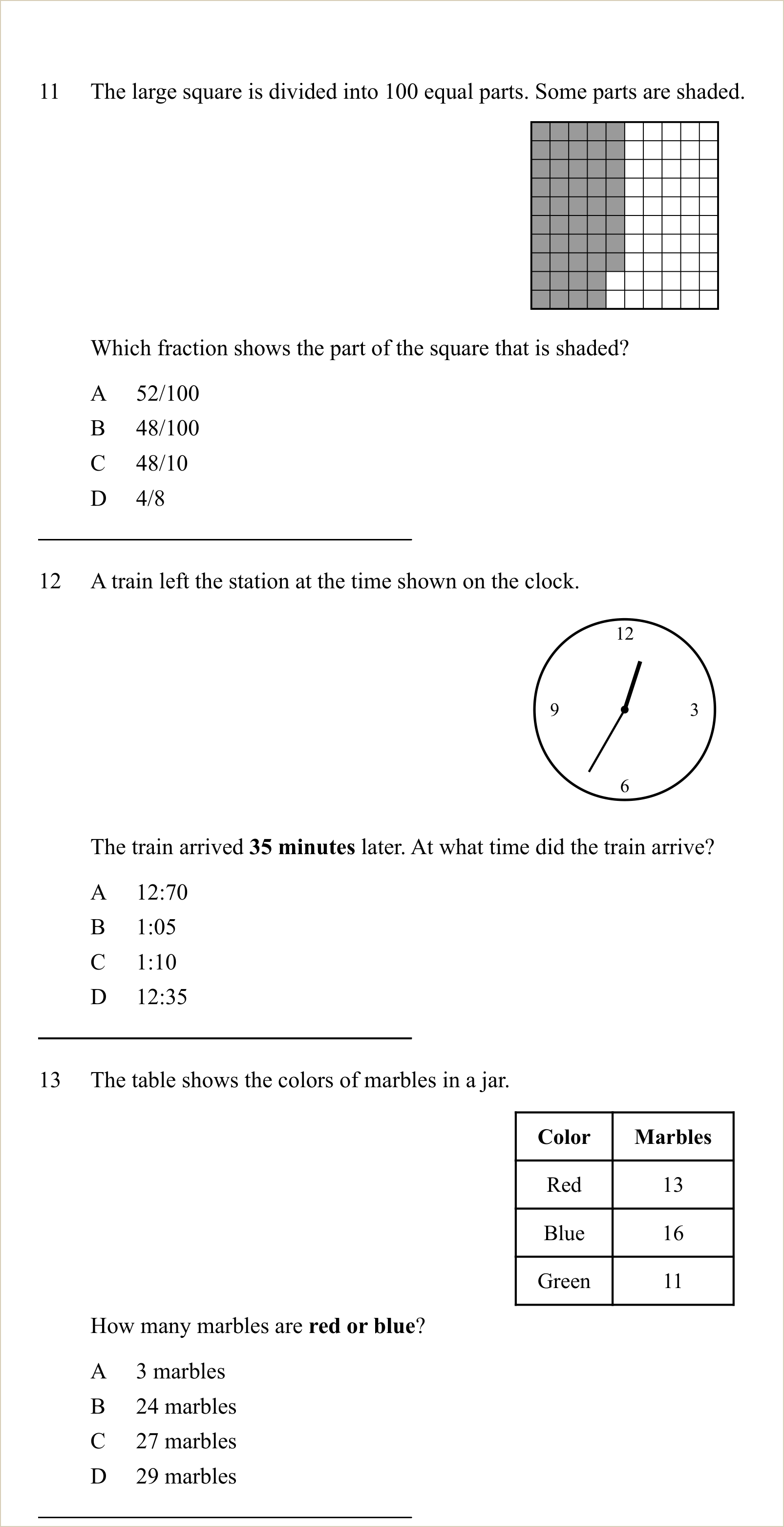 A full question page from a later practice test