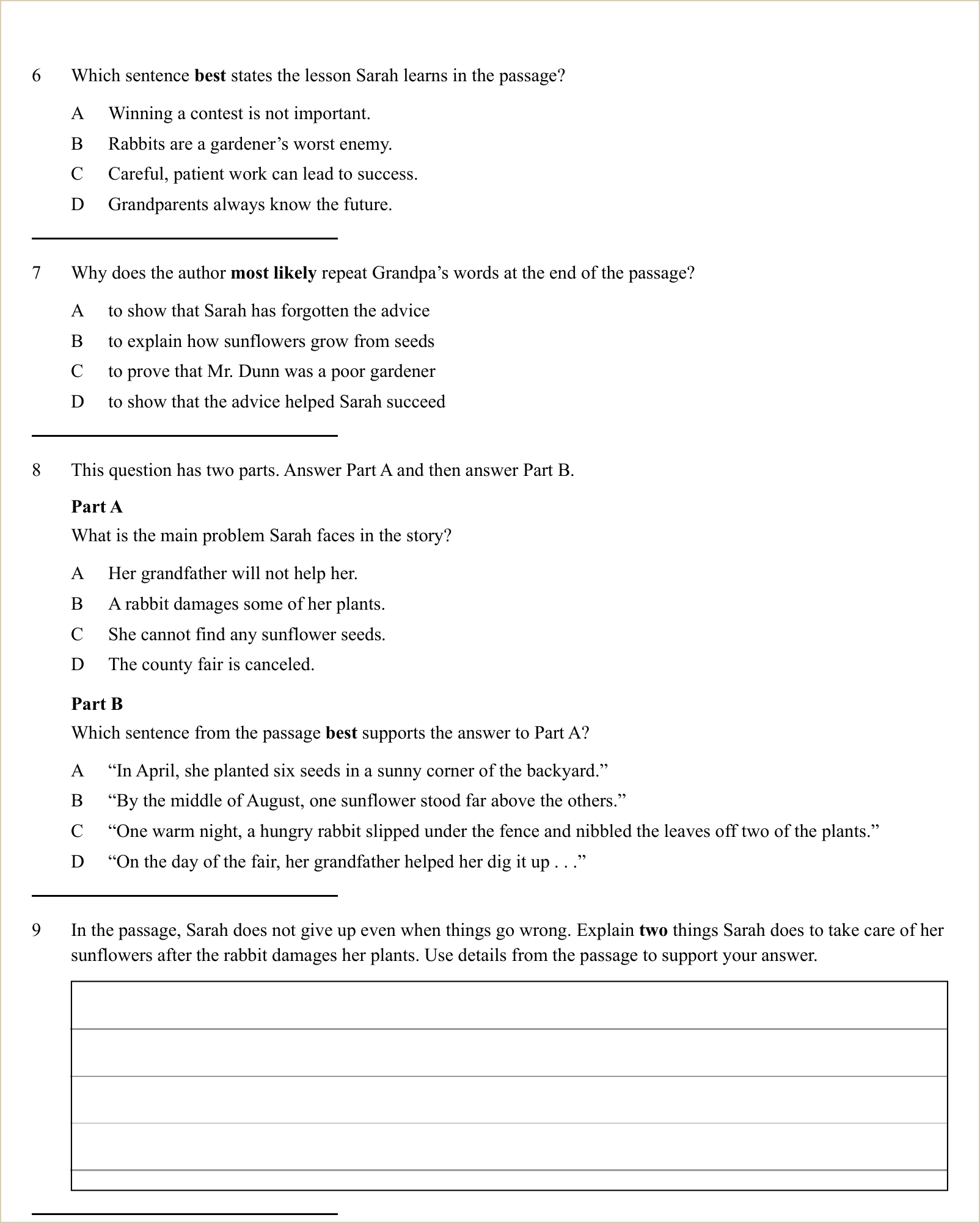 A full question page from Practice Test 1