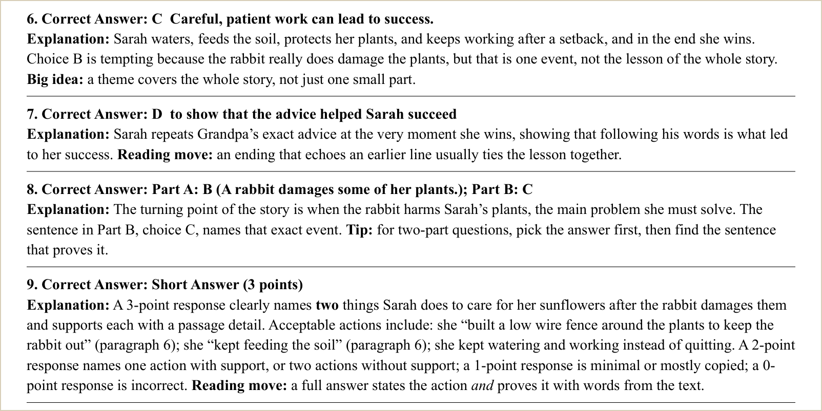 The explanations for those questions