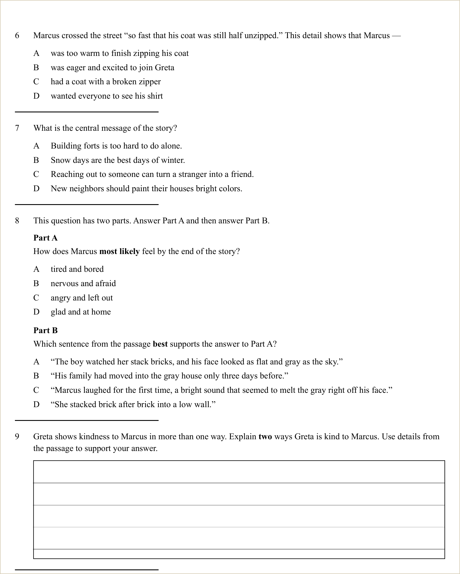 A full question page from a later practice test