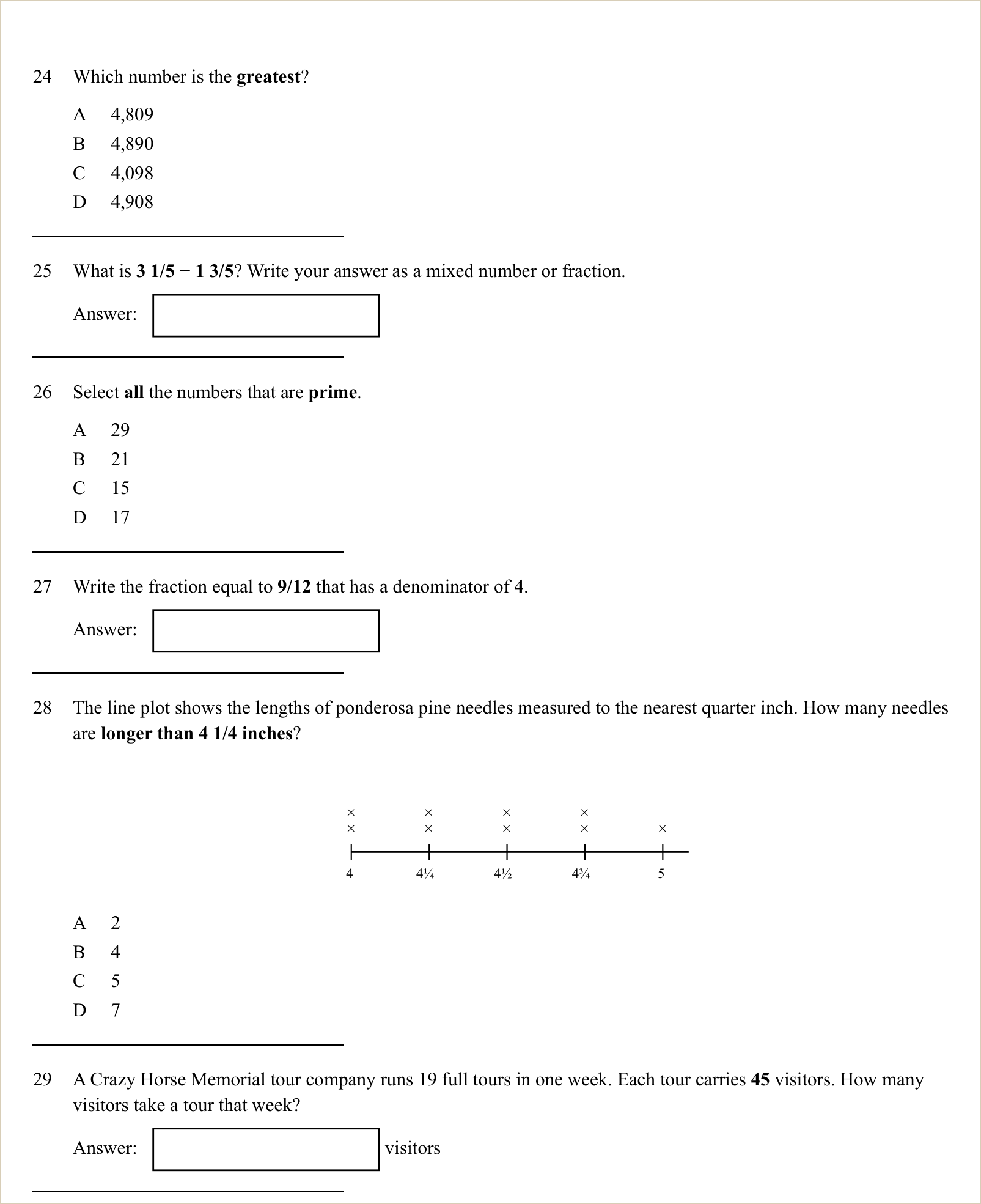 A full question page from Practice Test 1