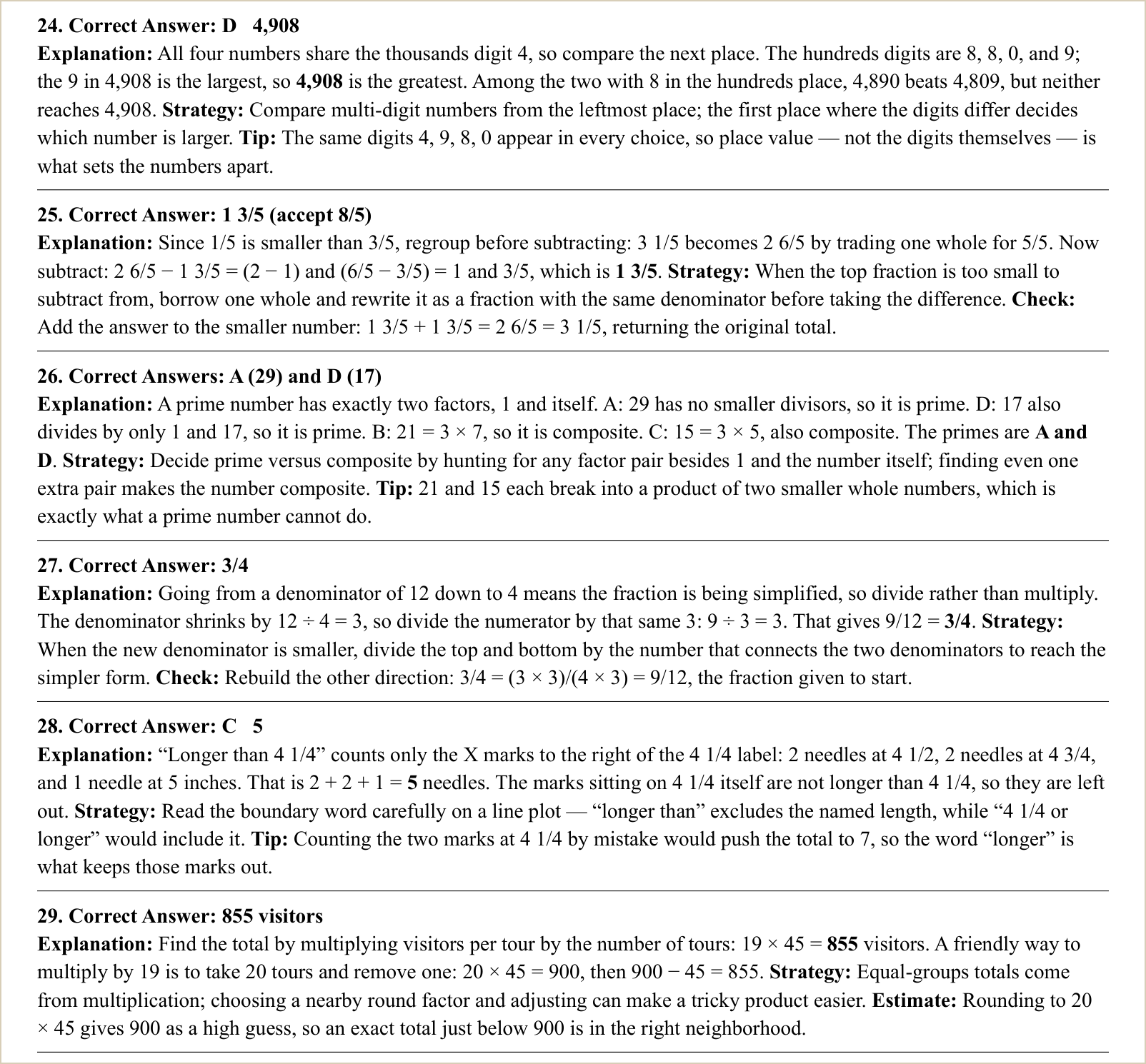 The explanations for those questions