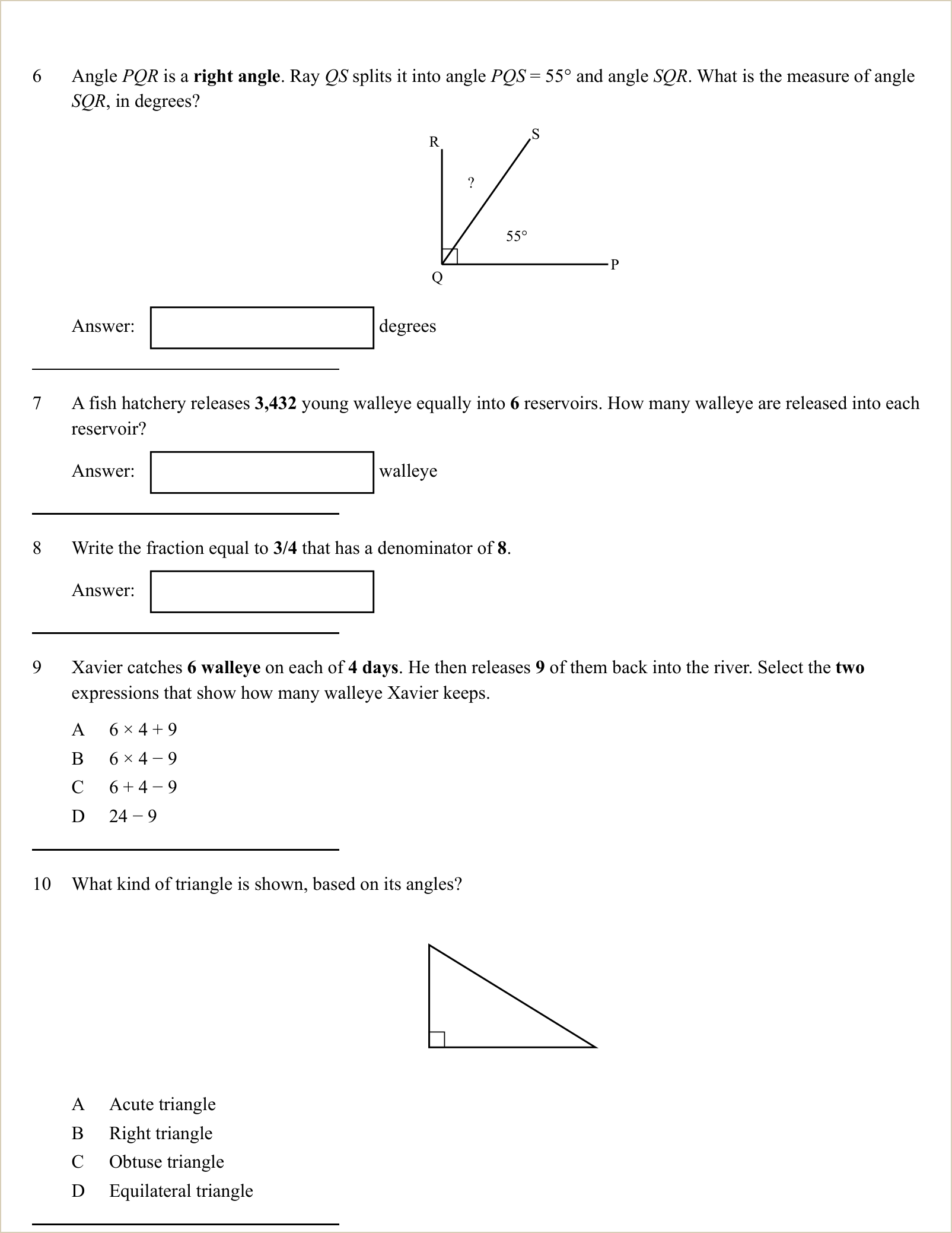 A full question page from a later practice test