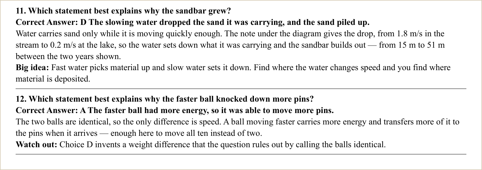 The explanations for those questions
