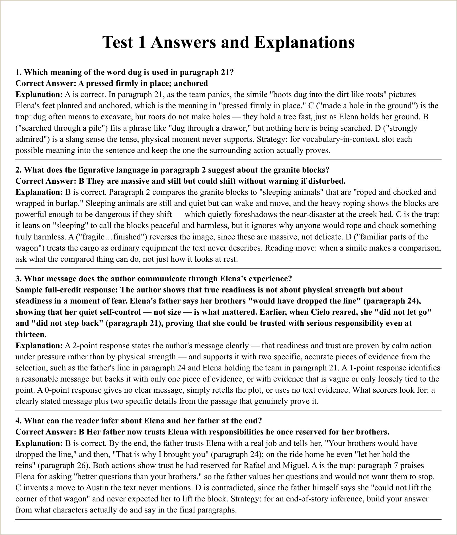 The explanations for those questions