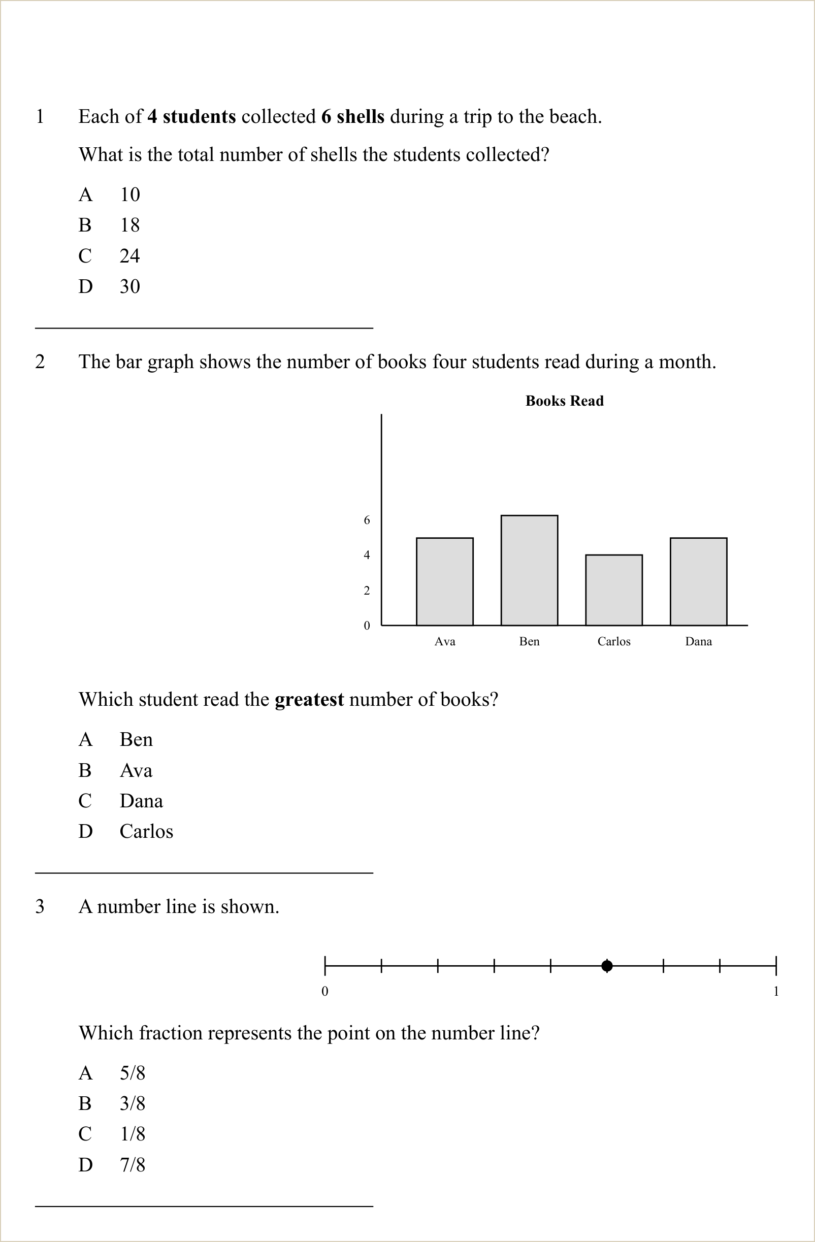 A full question page from Practice Test 1