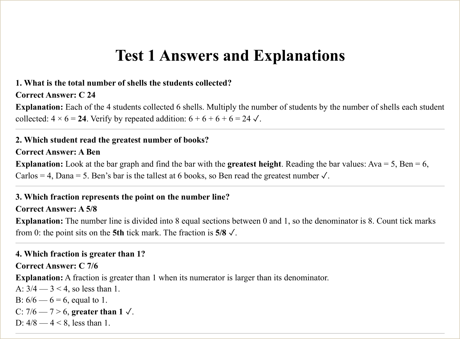 The explanations for those questions