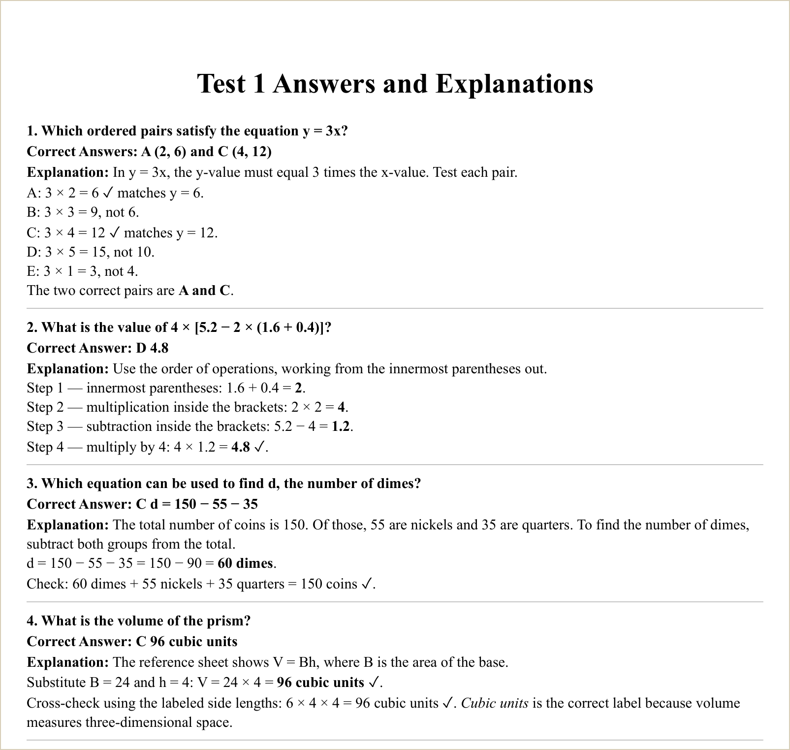 The explanations for those questions