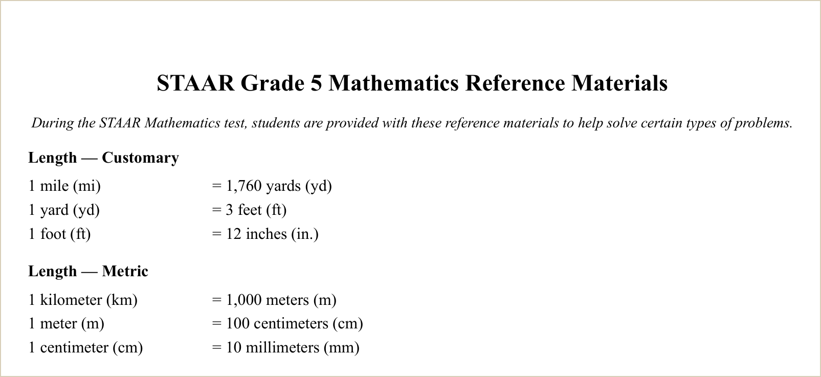 The study reference sheet, first topics