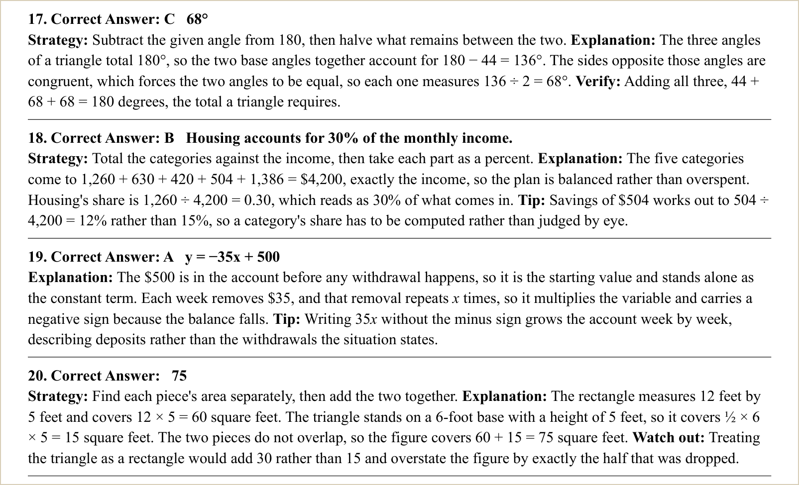 The explanations for those questions