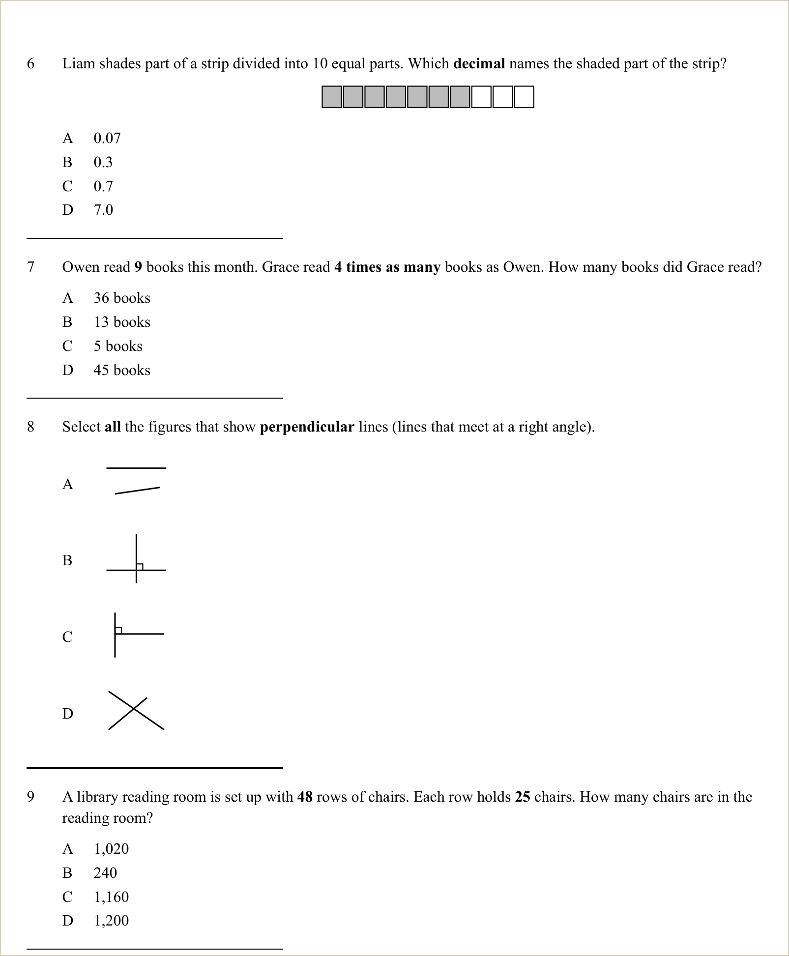 A full question page from Practice Test 1