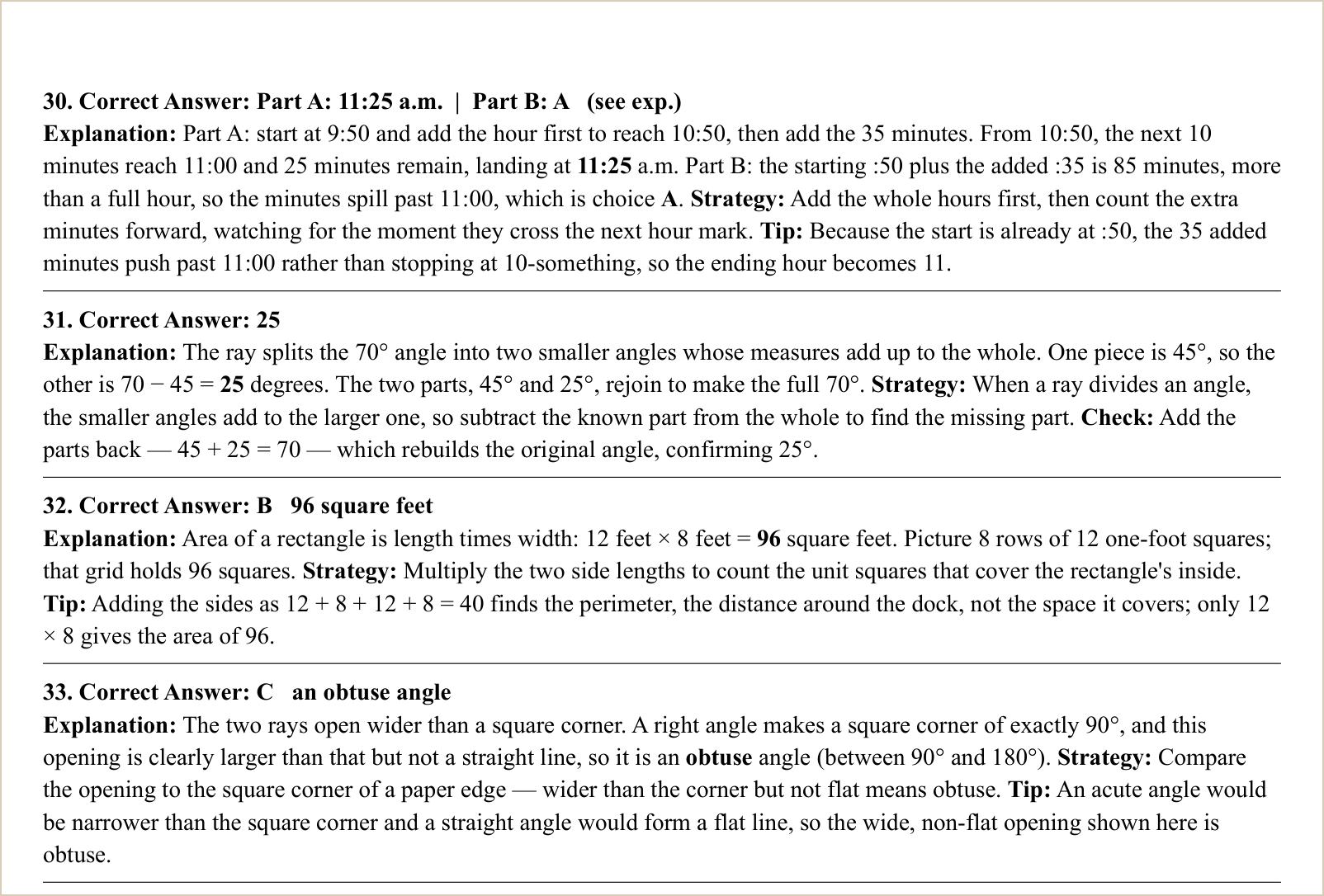 The explanations for those questions