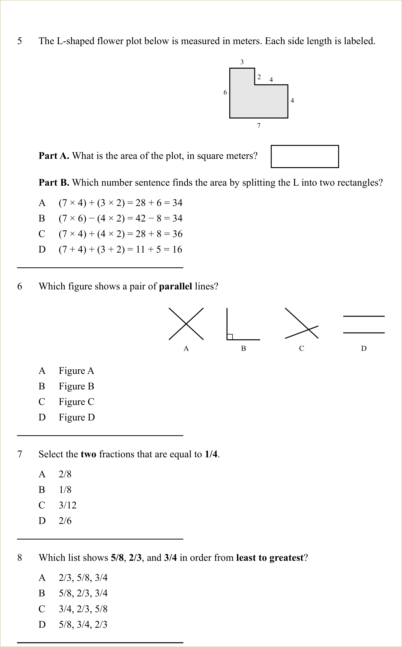 A full question page from a later practice test