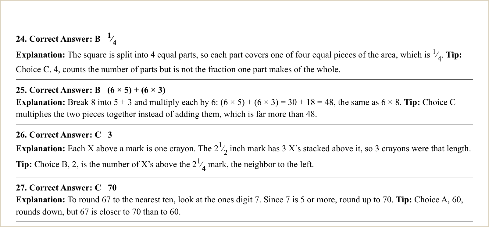 The explanations for those questions