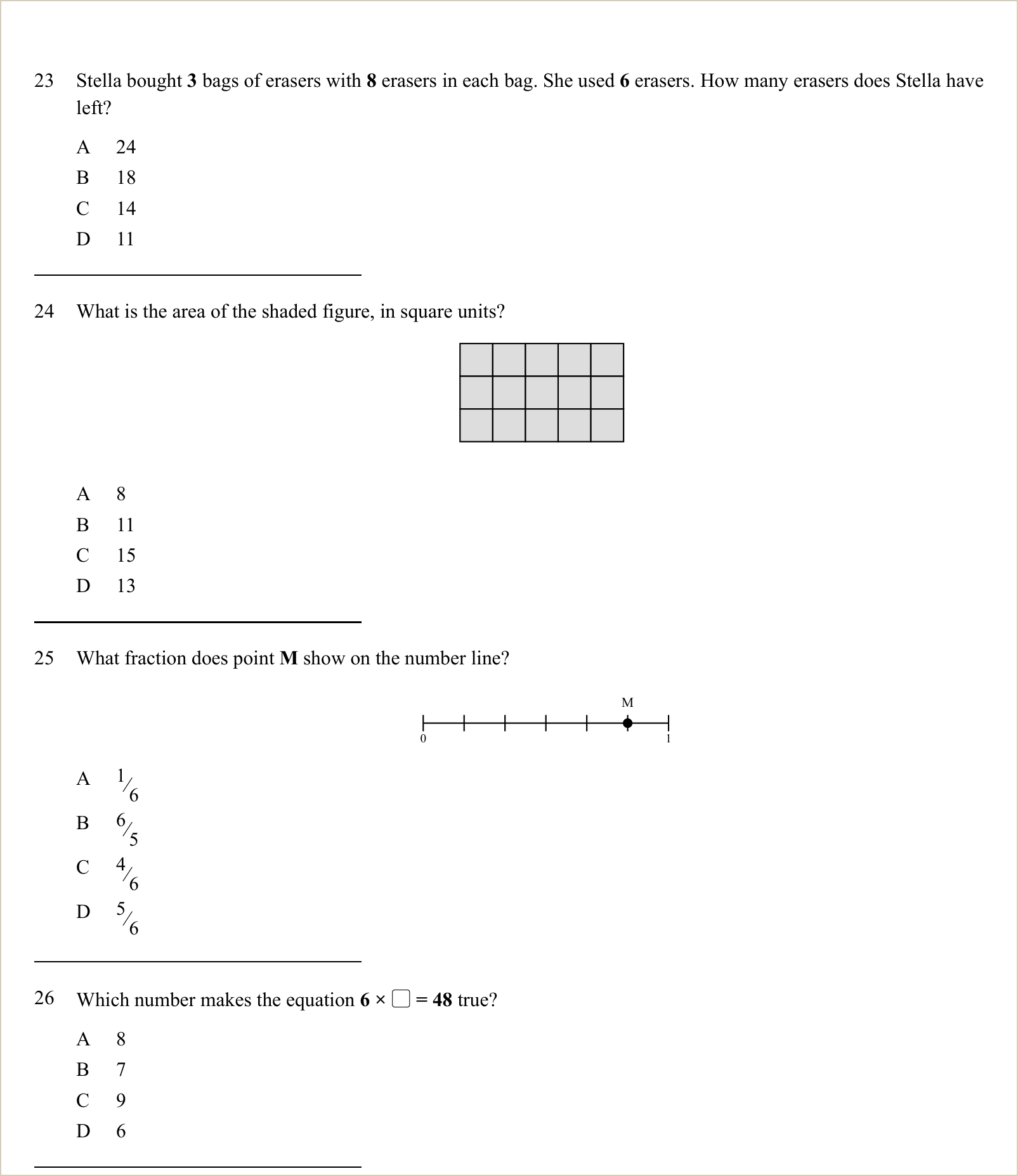 A full question page from a later practice test