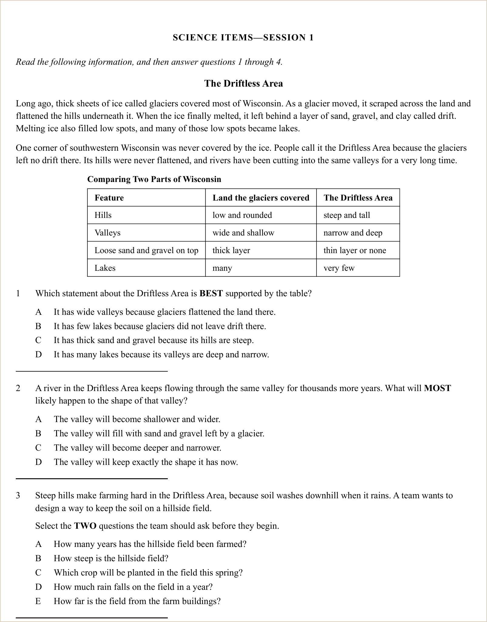 A full question page from Practice Test 1