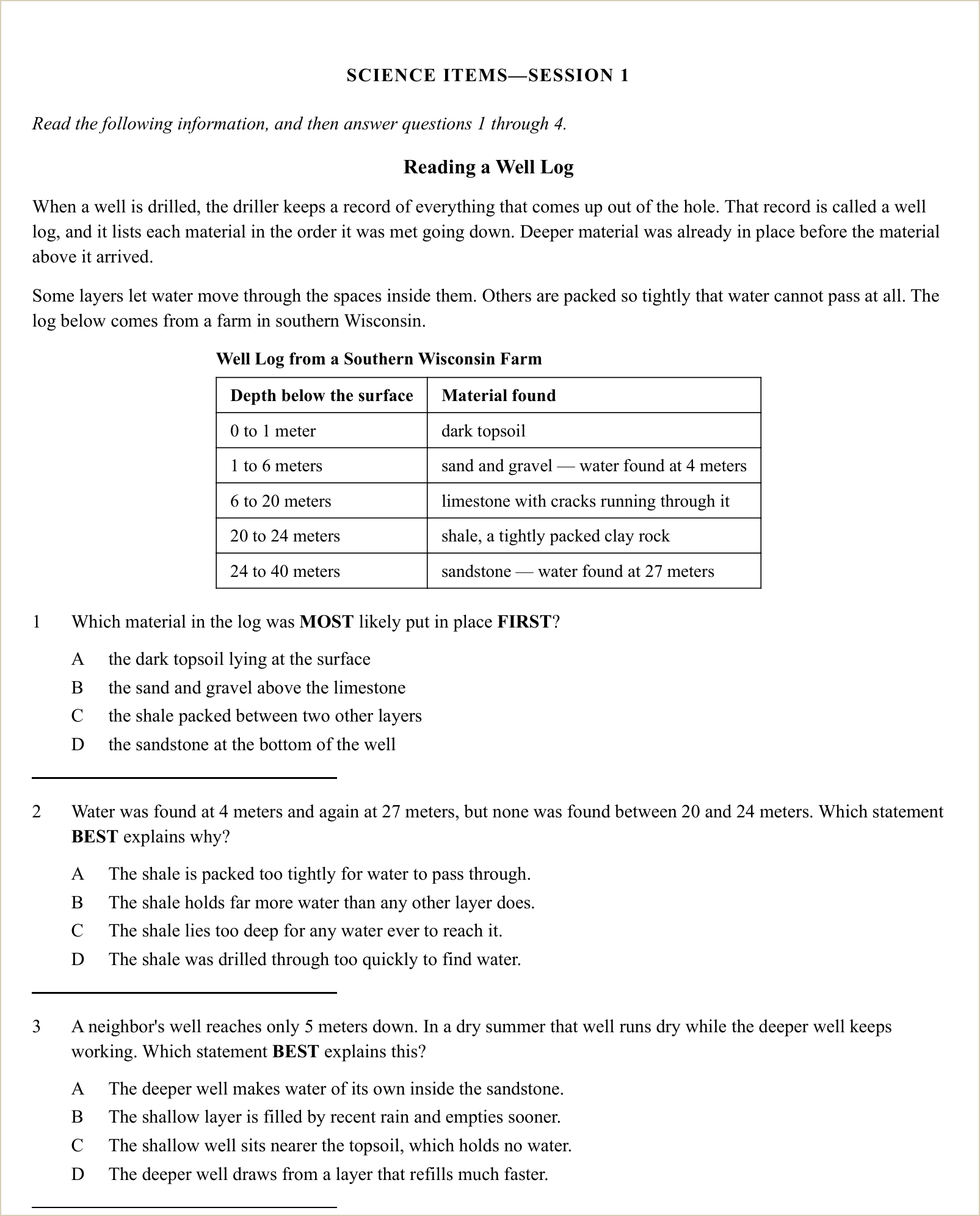A full question page from a later practice test